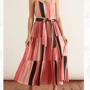 NWOT Apiece Apart Marjana Spaghetti Dress in Sunset Papaya Stripe